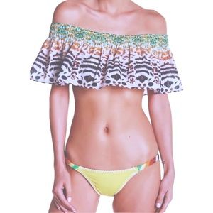 $90 Ale by alessandra Bengal Shore Bandeau Bikini Top Medium / Large Ruffled NWT